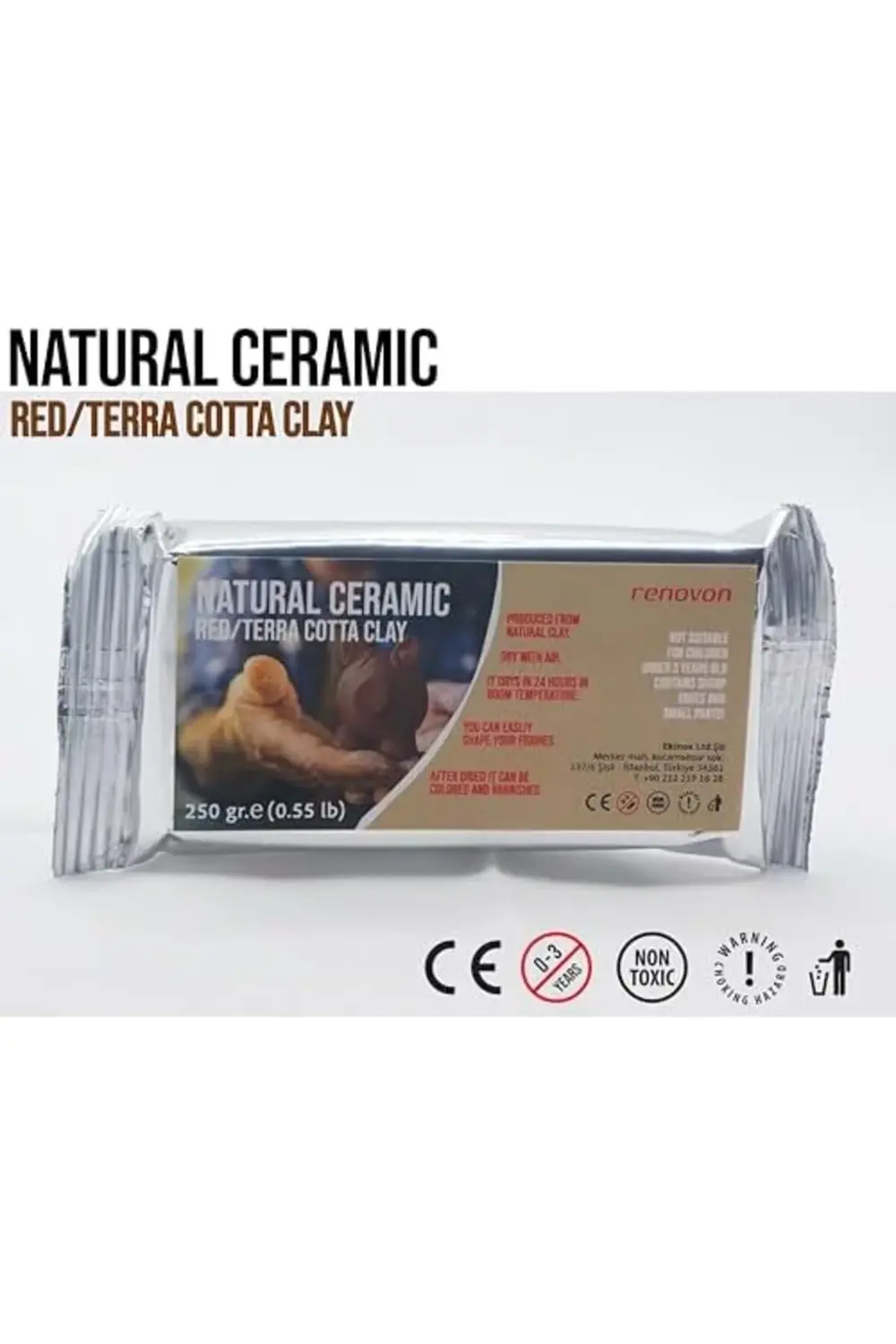 LvnShoppping Seramik KİL Hamuru, KIRMIZI Terra/Cotta 250 gr Fırın