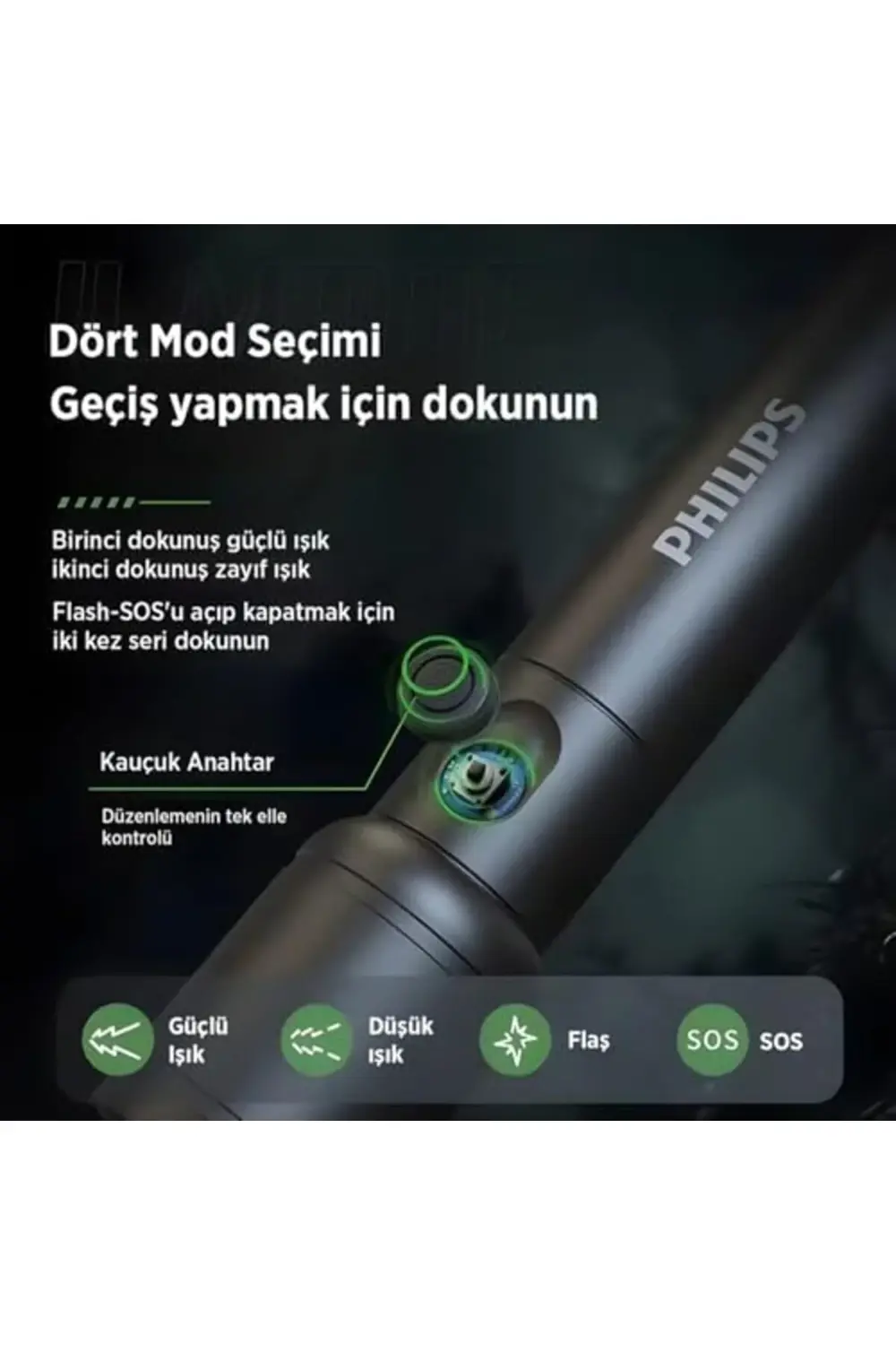 LvnShoppping SFL2124 250 Lümen 5W Led El Teleskopik Zoom Sos Modl