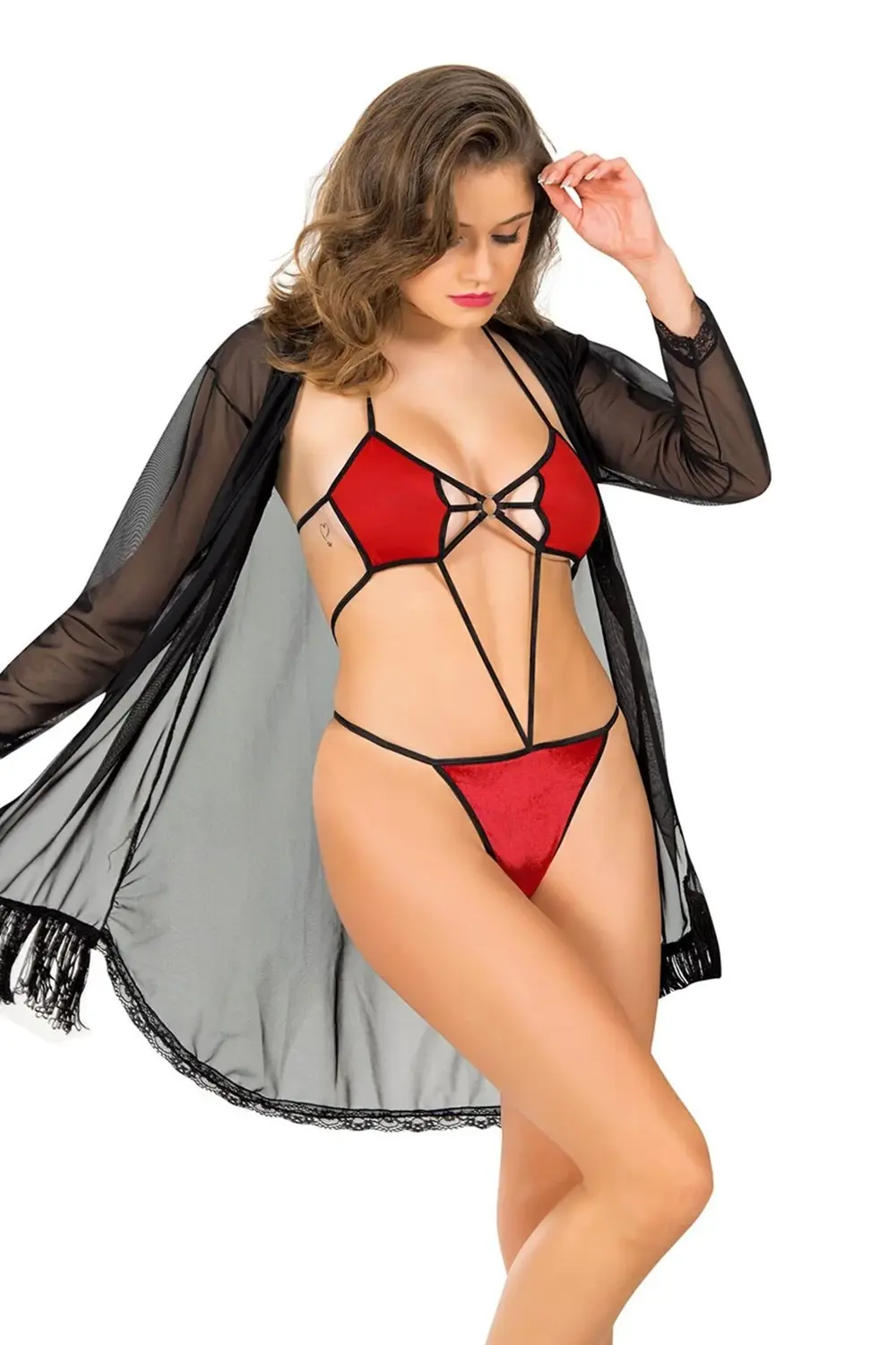 LVSQVR Kırmızı Fantezi 2' Li Takım - 1358 - (141120) Beden L/XL