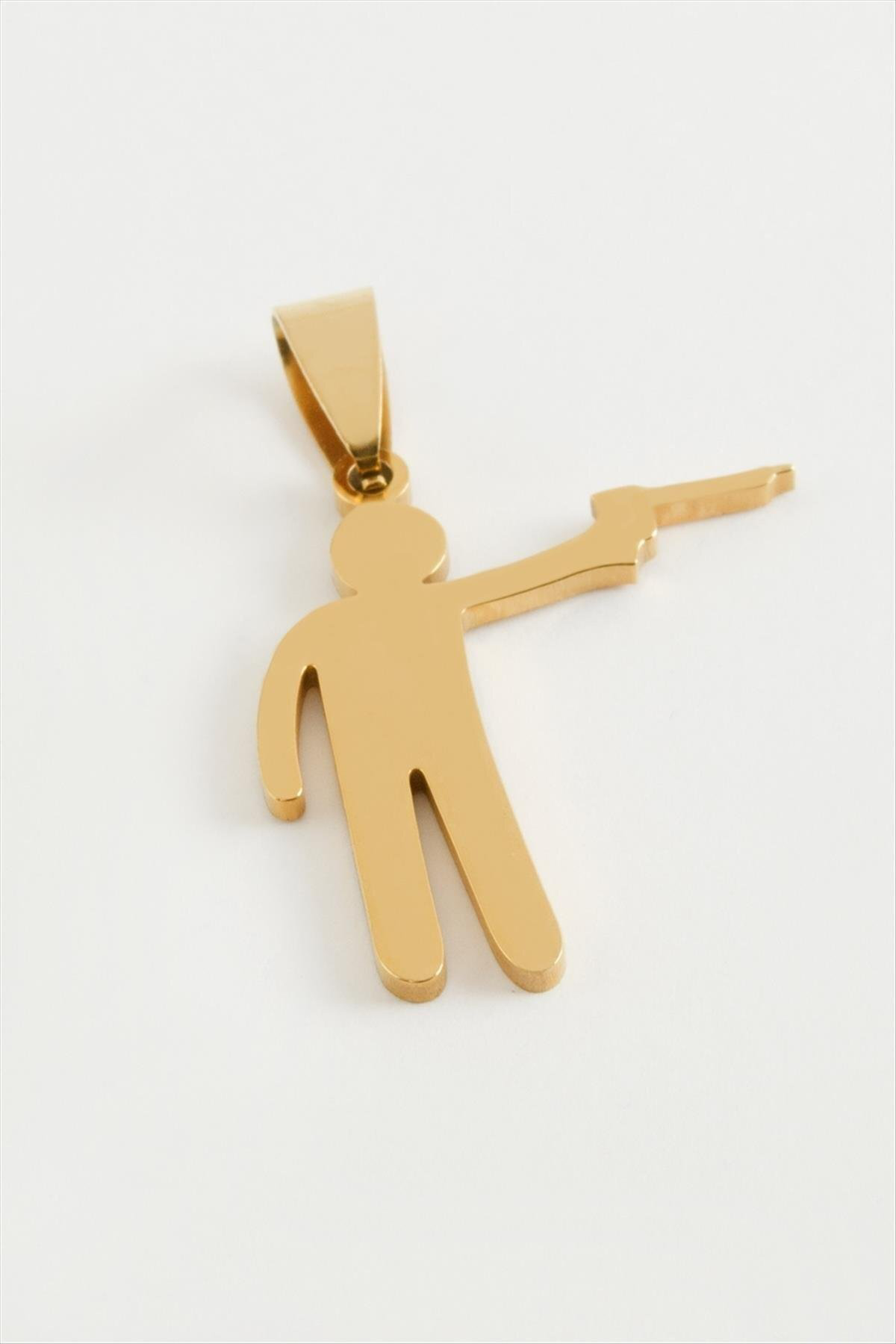 LVSQVR Silahlı Asker Çelik Kolye Ucu (110810) 3 cm-Sarı