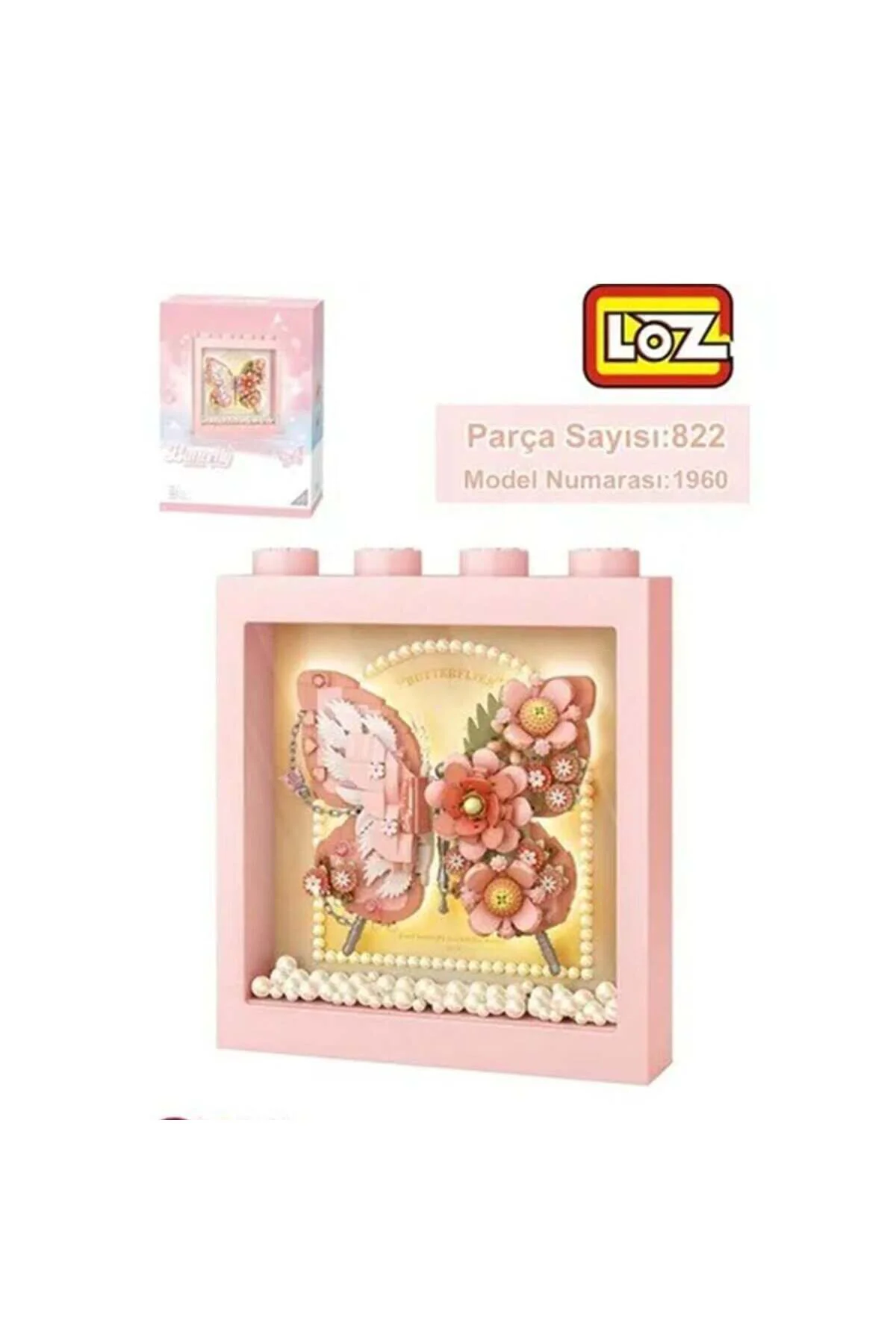 Lz-1960 Loz Pembe Kelebek Çerçeve 822 Parça Block Oyuncak
