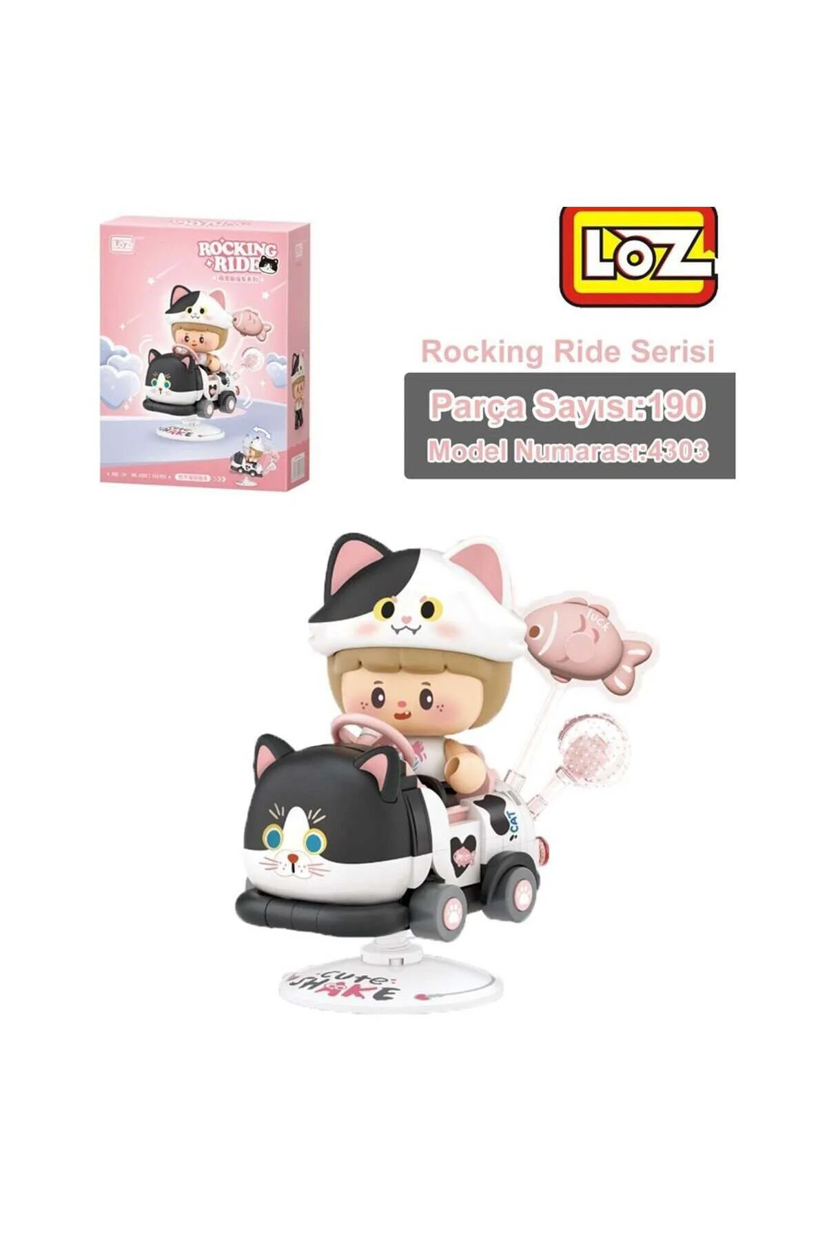 Lz-4303 Loz Holstein Cat Sallanma Sürüşü 190 Parça Block Oyuncak