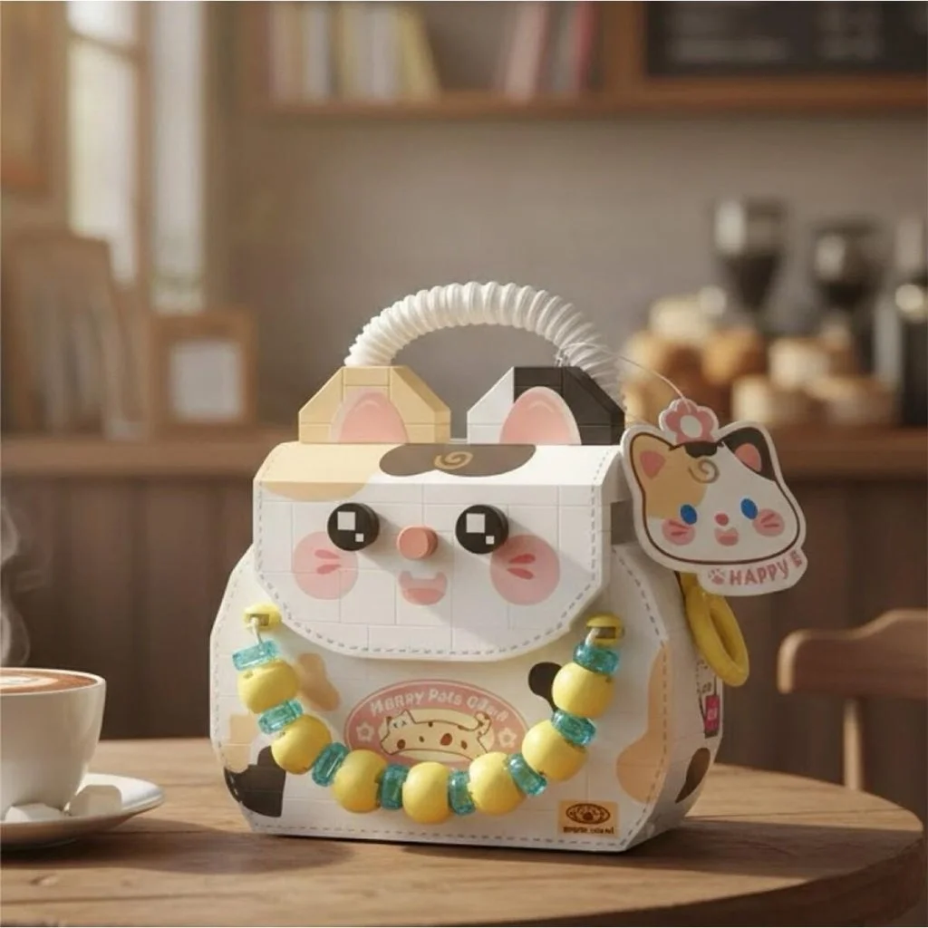 LZ-8843  KEDİ FİGÜRLÜ MEYVE ÇANTASI 360 PARÇA BLOCK OYUNCAK