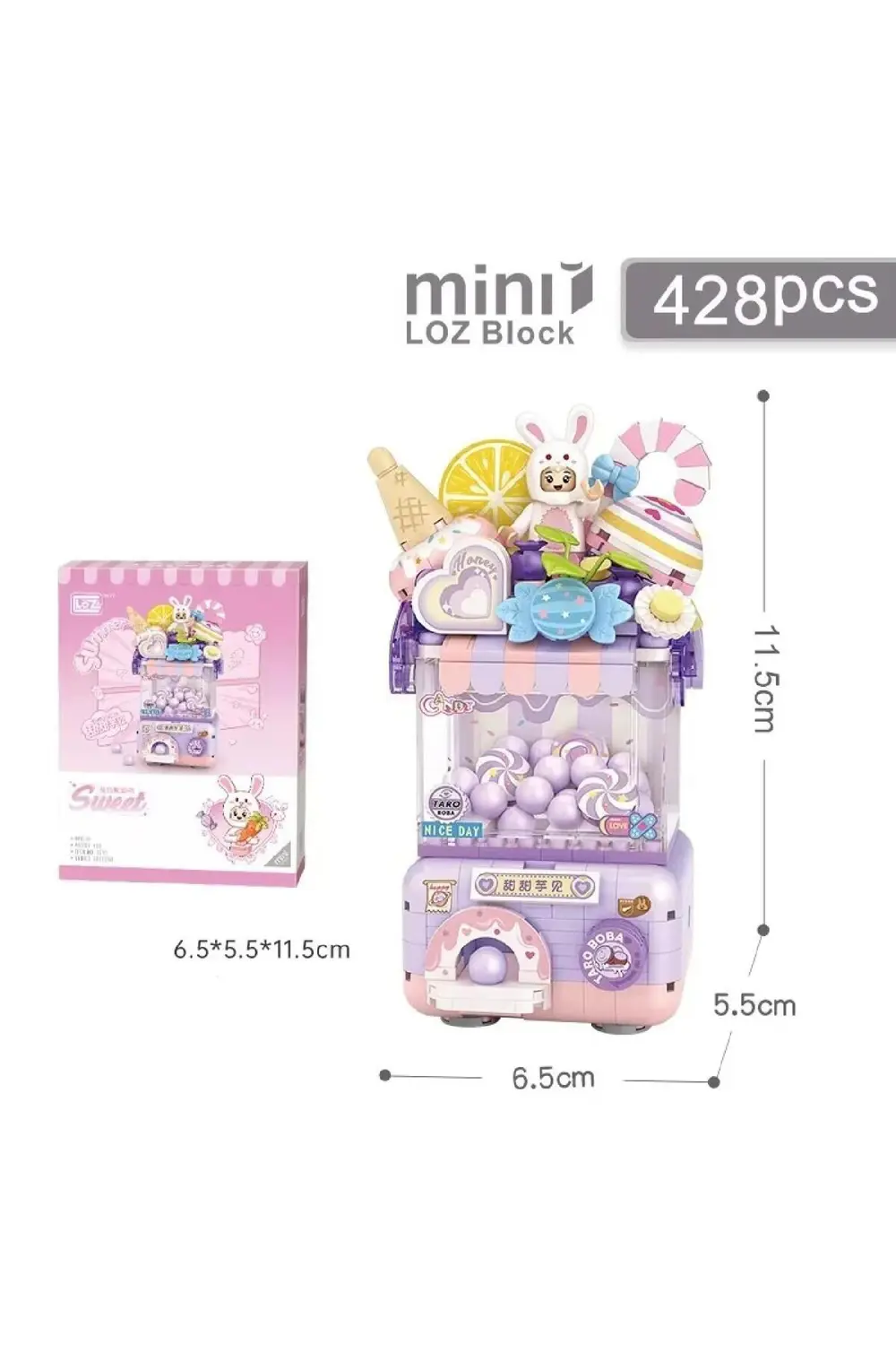 LZ1679 LOZ SEVİMLİ GASHAPON MAKİNELERİ MOR 428 PARÇA