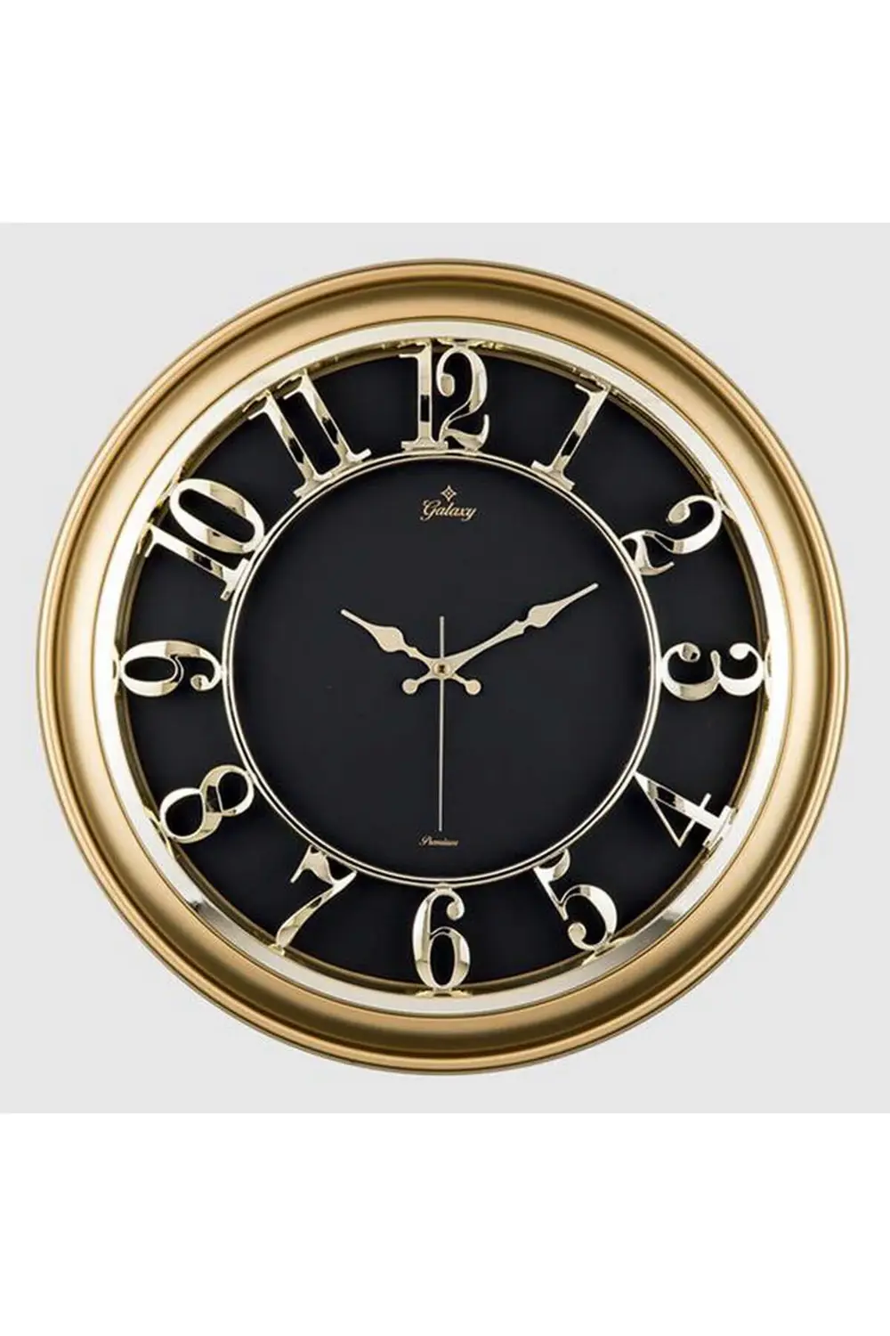 M-1965-a-1 Duvar Saati Altın Sarısı Çerçeveli Içi Siyah 45cm Kaba