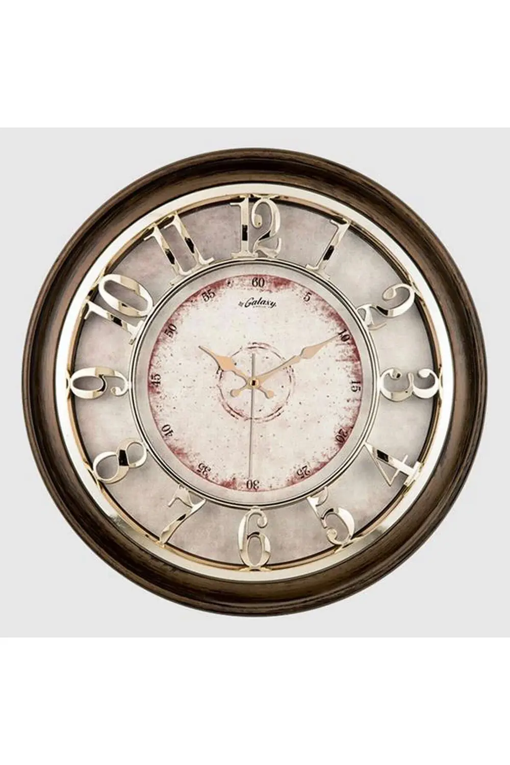 M-1965-va Duvar Saati Kahverengi Çerçeveli Içi Krem 45cm Kabartma