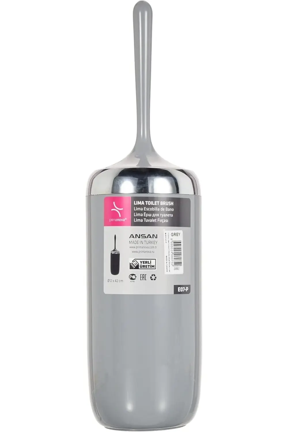 M-E07-07-P Lima Tuvalet Fırçası, Krom Dekorlu, Gri 1178227