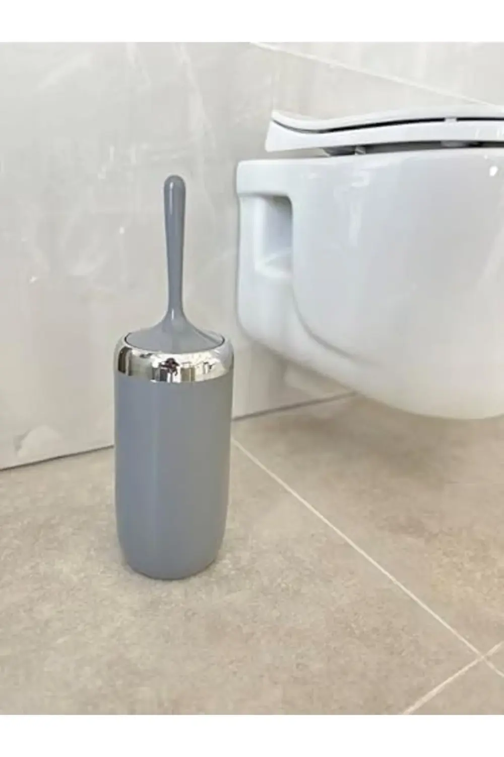 M-E07-07-P Lima Tuvalet Fırçası, Krom Dekorlu, Gri 1178227