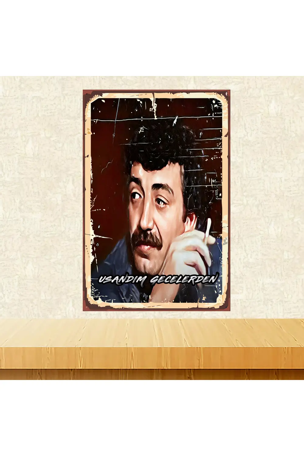 M Gürses Usandım Gecelerden Temalı 20 x 30 CM MDF Ahşap Duvar Tab