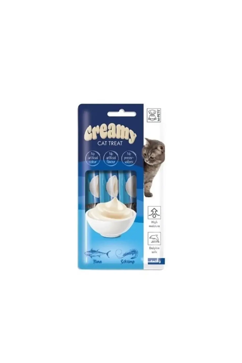 M-Pets Creamy Ton Balıklı ve Karidesli Sıvı Kedi Ödülü 15 Gr 4 Ad