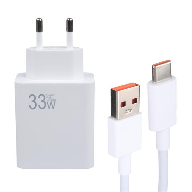 M11 Beyaz 33 Watt Turbo Usb Şarj Başlık Adaptörü + Type-C Kablo (