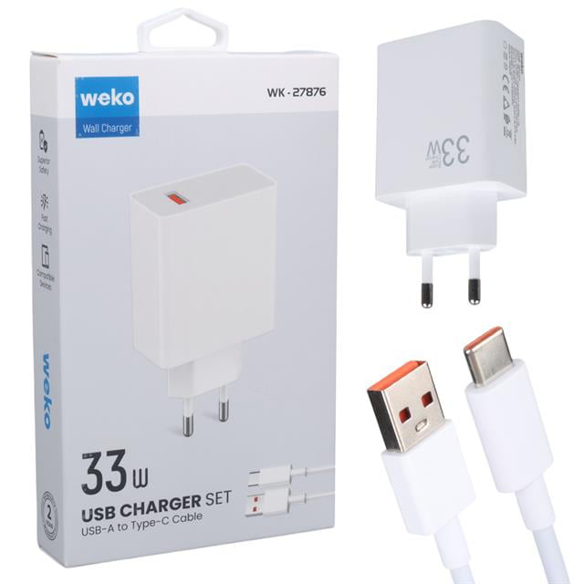 M11 Beyaz 33 Watt Turbo Usb Şarj Başlık Adaptörü + Type-C Kablo (