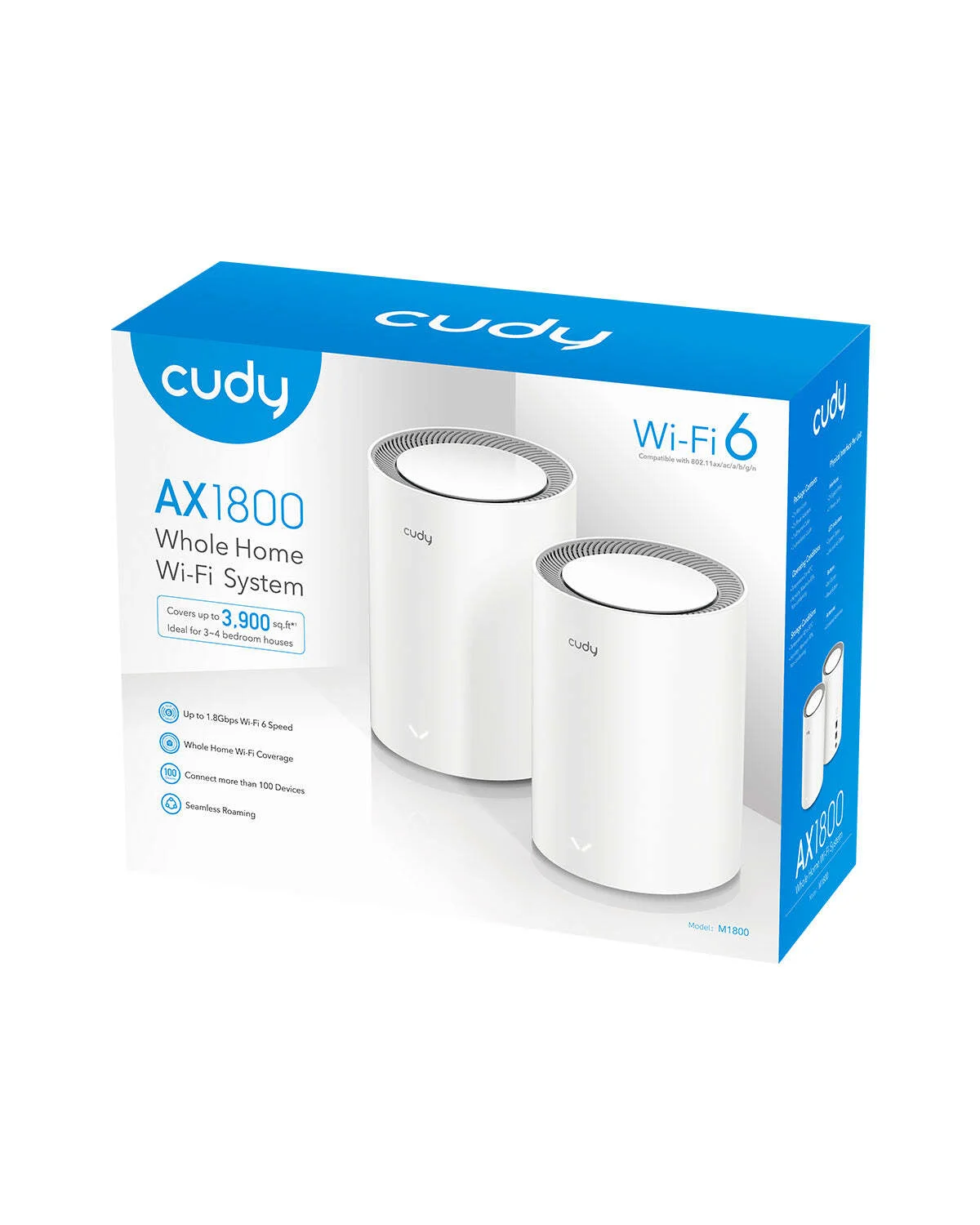 M1800 2-Pack AX1800Mbps 2.4/5GHz AP/RE/WISP Gigabit MU-MIMO Kablosuz 2'li Mesh Wi-Fi 6 Sistemi Fiyatı, Yorumları ve Özellikleri