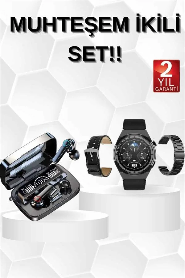 M19 Bluetooth Kulaklık ve Akıllı Saat Seti - NFC, GPS ve Powerbank Özellikli Oyun ve Spor Takımı