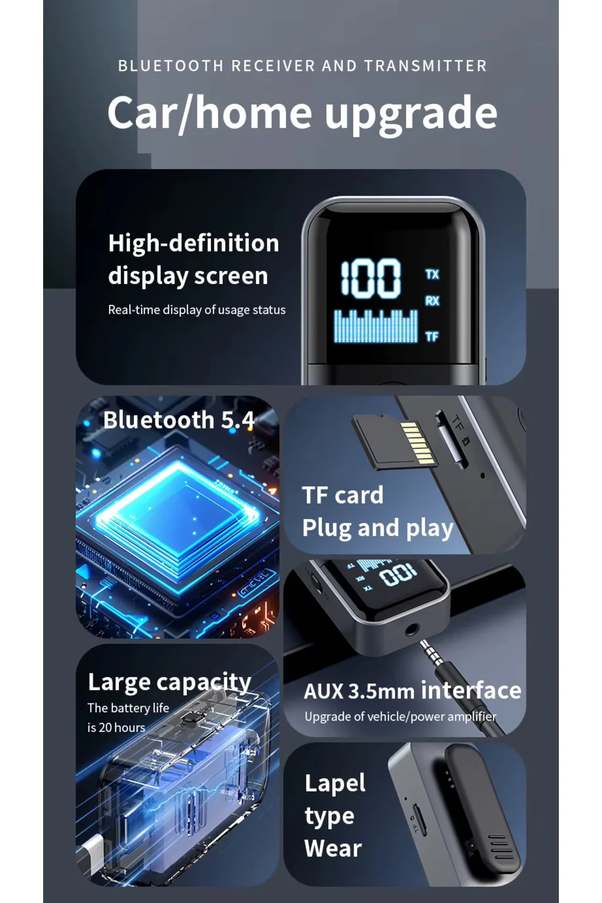M20 Bluetooth 5.4 Alıcı Verici: Kablosuz Ses Devrimi (10m Menzil, M20 Bluetooth 5.4 Alıcı Verici: Kablosuz Ses Devrimi (10m Menzil,
