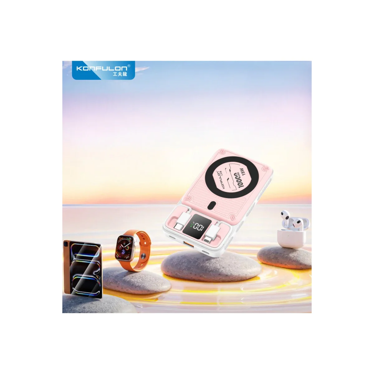 M25W 10.000 mAh 20W PD Magsafe Powerbank - Pembe ve Kablo Derdi Yok