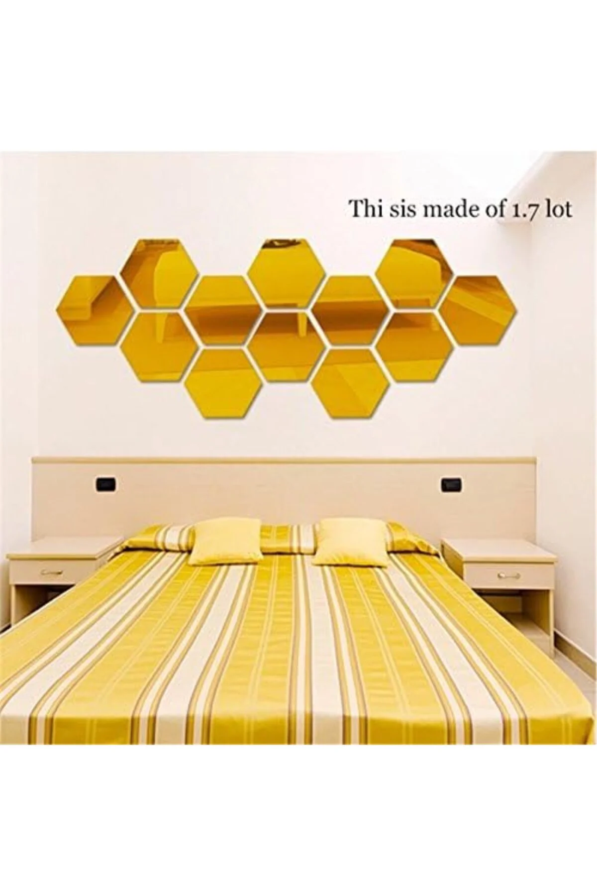M3 Decorium Altıköşe Altıgen Geometrik Hexagon 3mm Akrilik 18x16 Duvar Aynası