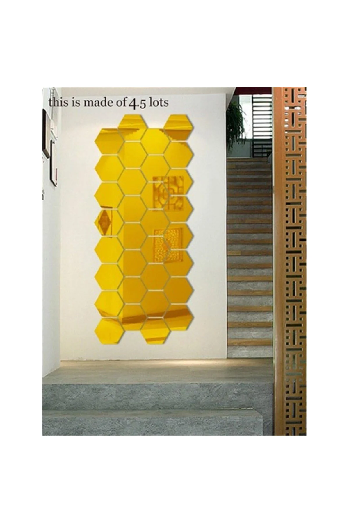 M3 Decorium Altıköşe Altıgen Geometrik Hexagon 3mm Akrilik 18x16 Duvar Aynası