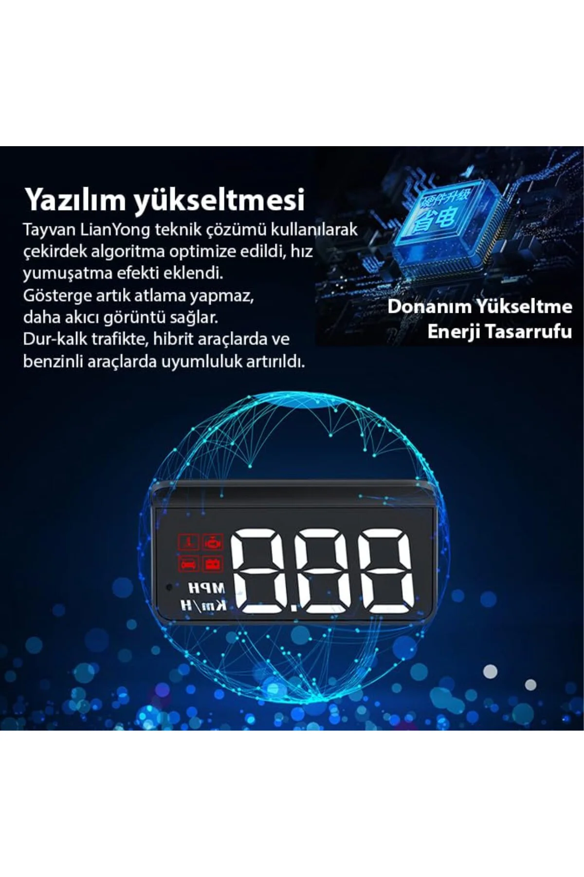 M3 HUD OBD2 Head-Up Display Dijital Hız Göstergesi E-OBD ve GPS D