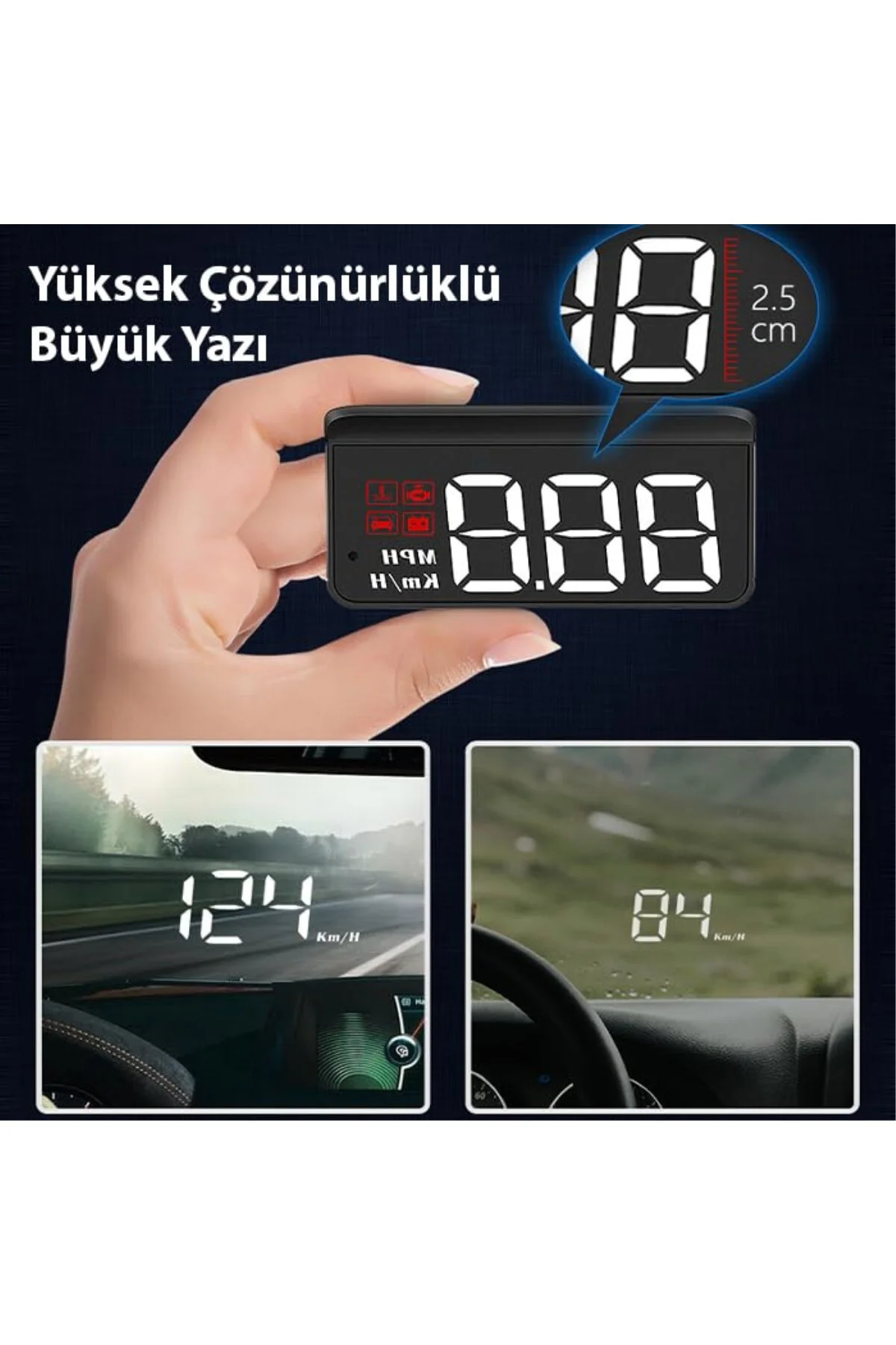 M3 HUD OBD2 Head-Up Display Dijital Hız Göstergesi E-OBD ve GPS D