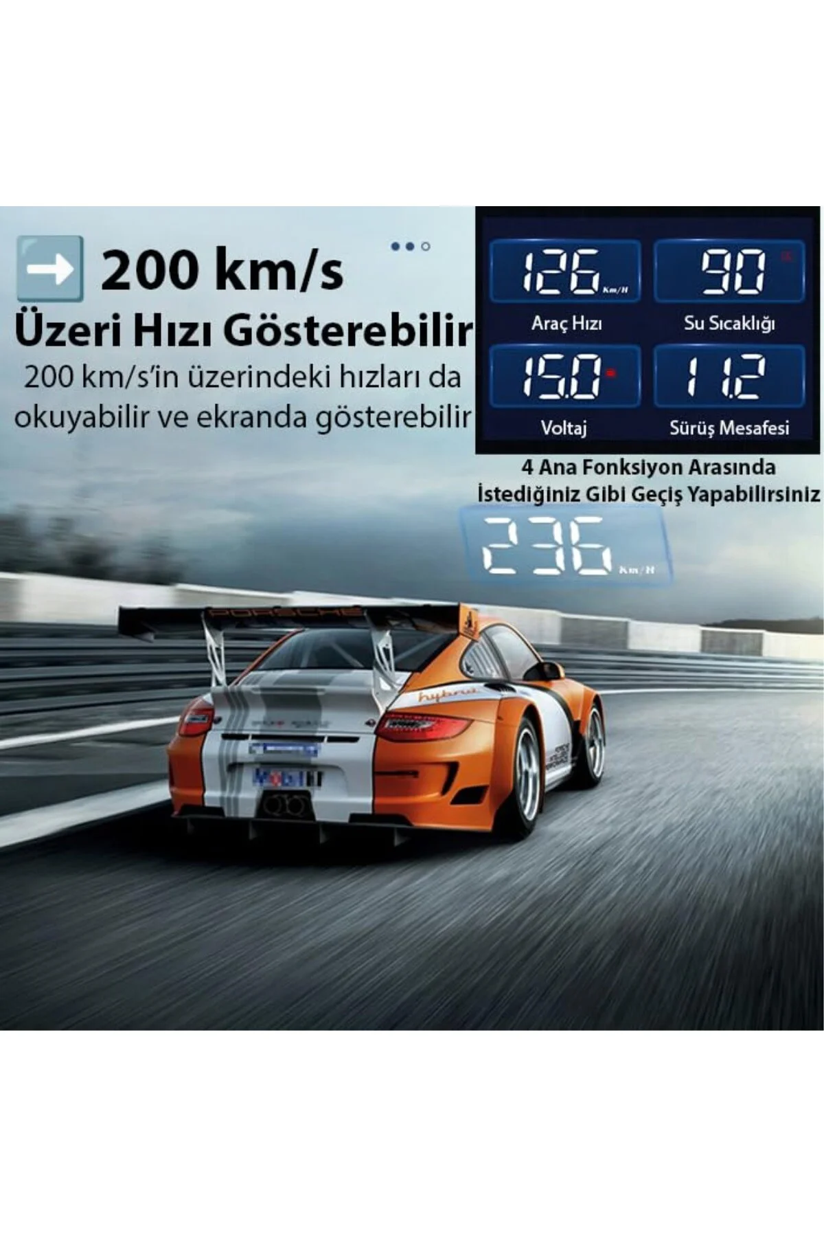 M3 HUD OBD2 Head-Up Display Dijital Hız Göstergesi E-OBD ve GPS D