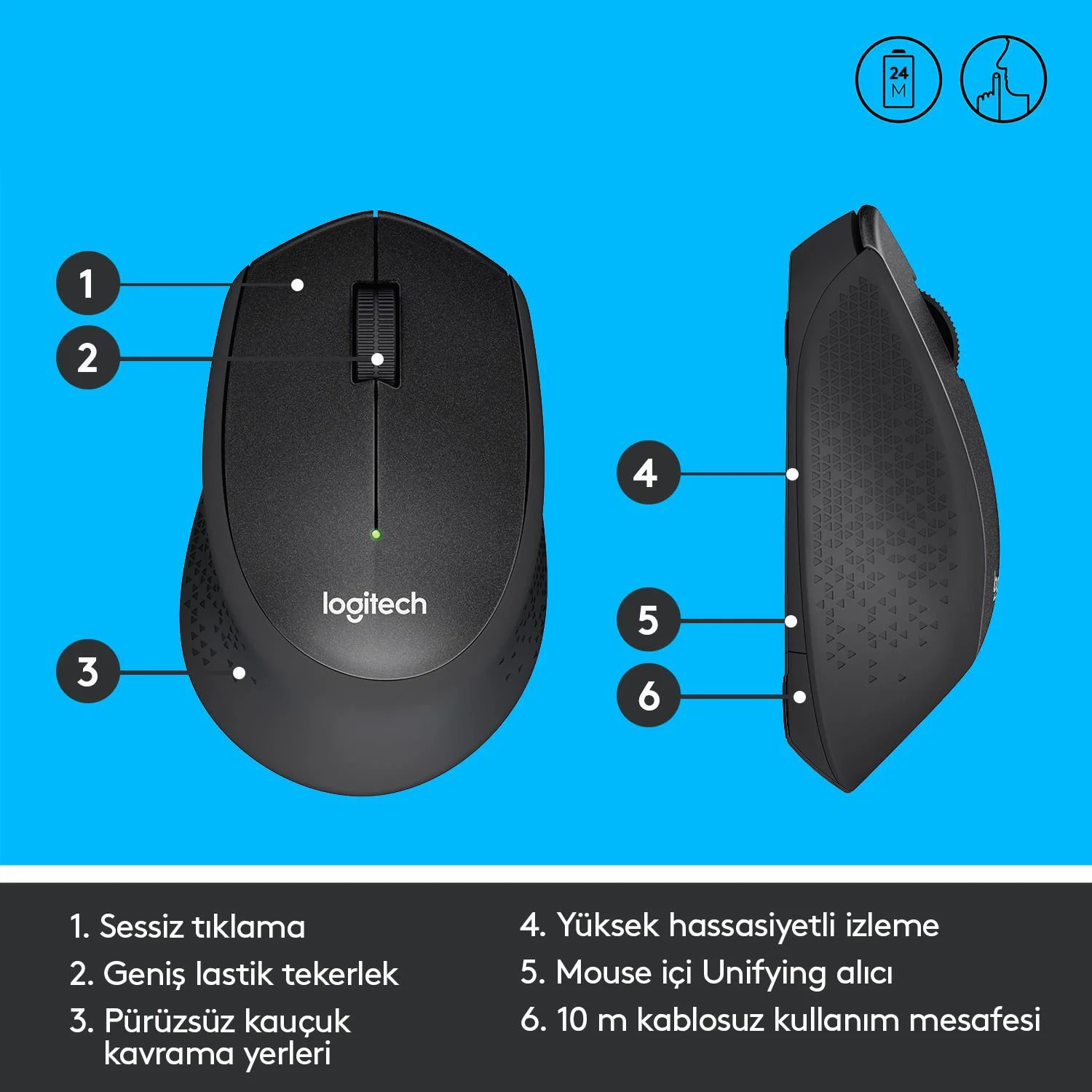 M330 Sessiz Kablosuz Optik Mouse Siyah – Gürültüsüz ve Rahat Çalışma Deneyimi Fiyatı, Yorumları ve Özellikleri