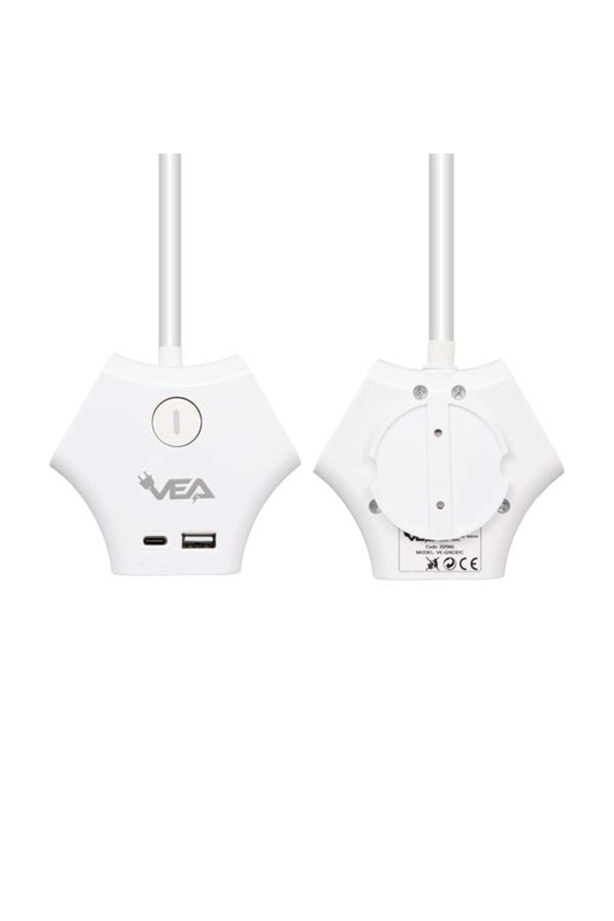 M3LFS- vea ve-g903yc 3lü usb+ type-c girişli anahtarli 1.5 metre 