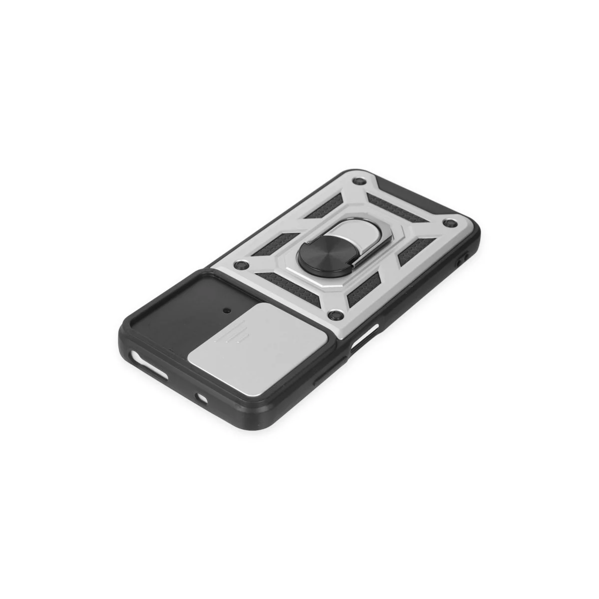 M4 Pro 4G Kılıf - Gümüş Lens Kalkanlı Silikon Koruma Kılıfı