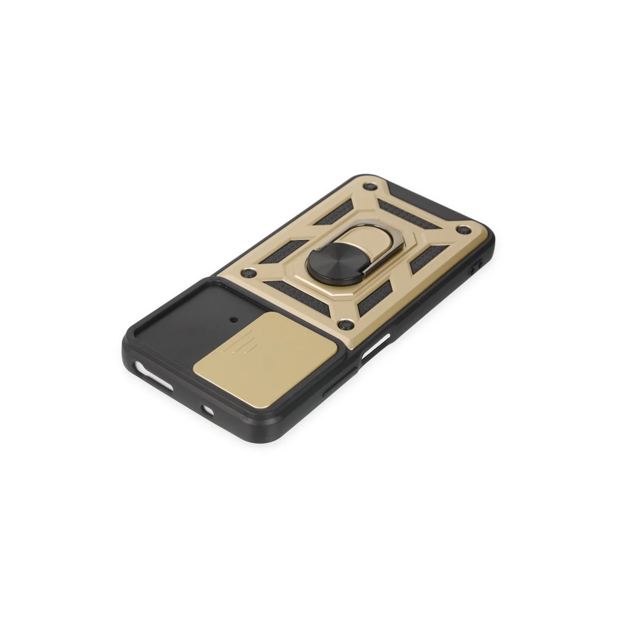 M4 Pro 4G Kılıf Silikon Gold - Pars Lens Yüzüklü, Darbe Korumalı ve Sürgülü Kapaklı