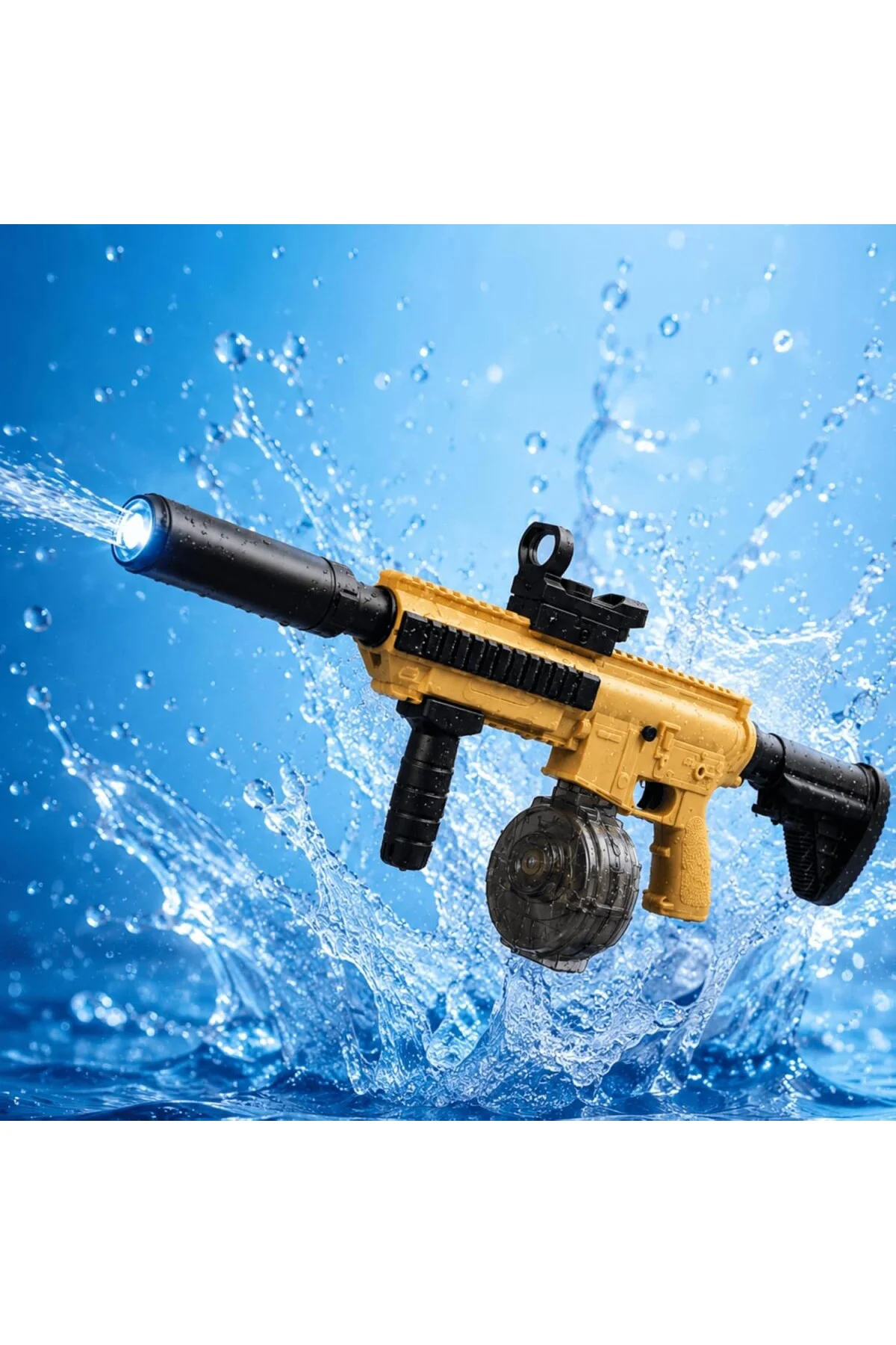 M416 Su Tabancası, Mavi-Beyaz ve Sarı-Siyah, LED Işıklı, 500 ML K