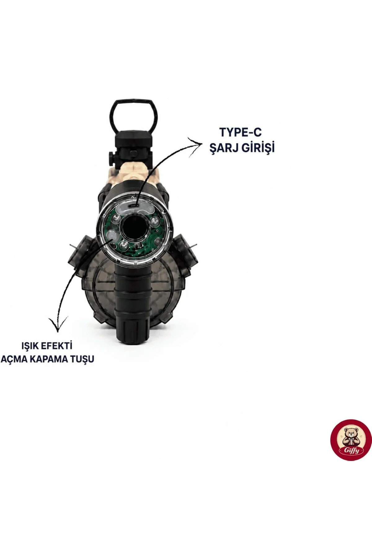 M416 Su Tabancası, Mavi-Beyaz ve Sarı-Siyah, LED Işıklı, 500 ML K