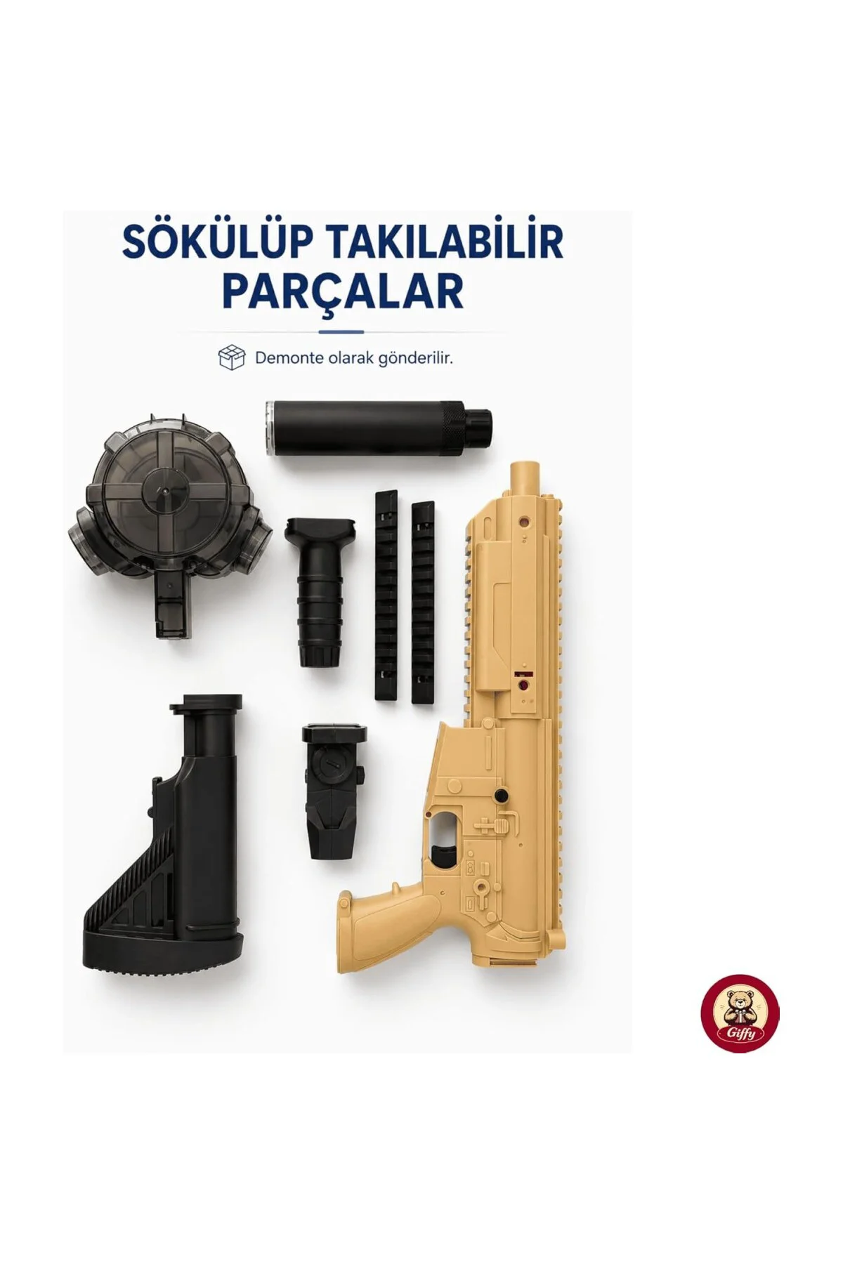 M416 Su Tabancası, Mavi-Beyaz ve Sarı-Siyah, LED Işıklı, 500 ML K