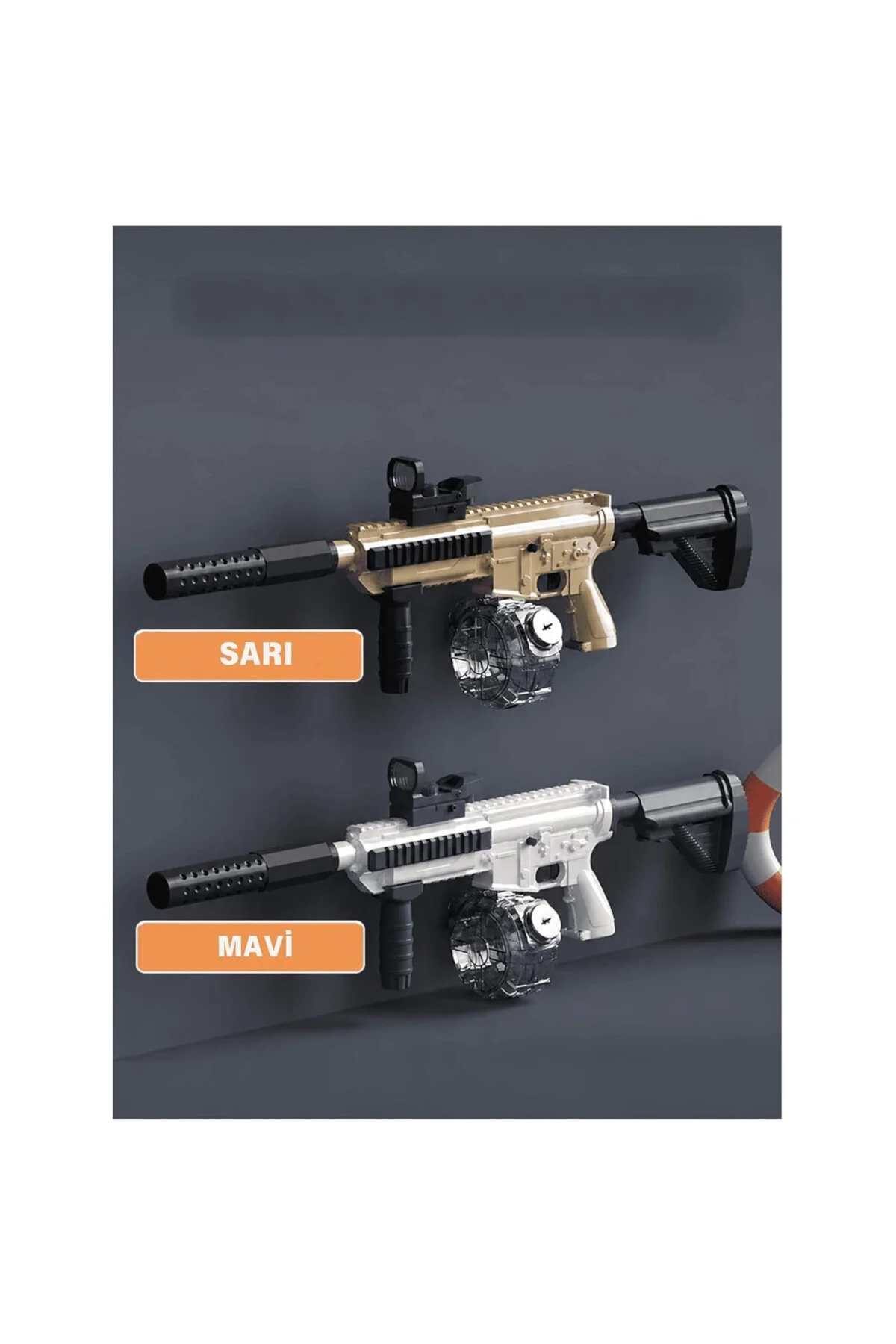 M416 Su Tabancası, Mavi-Beyaz ve Sarı-Siyah, LED Işıklı, 500 ML K