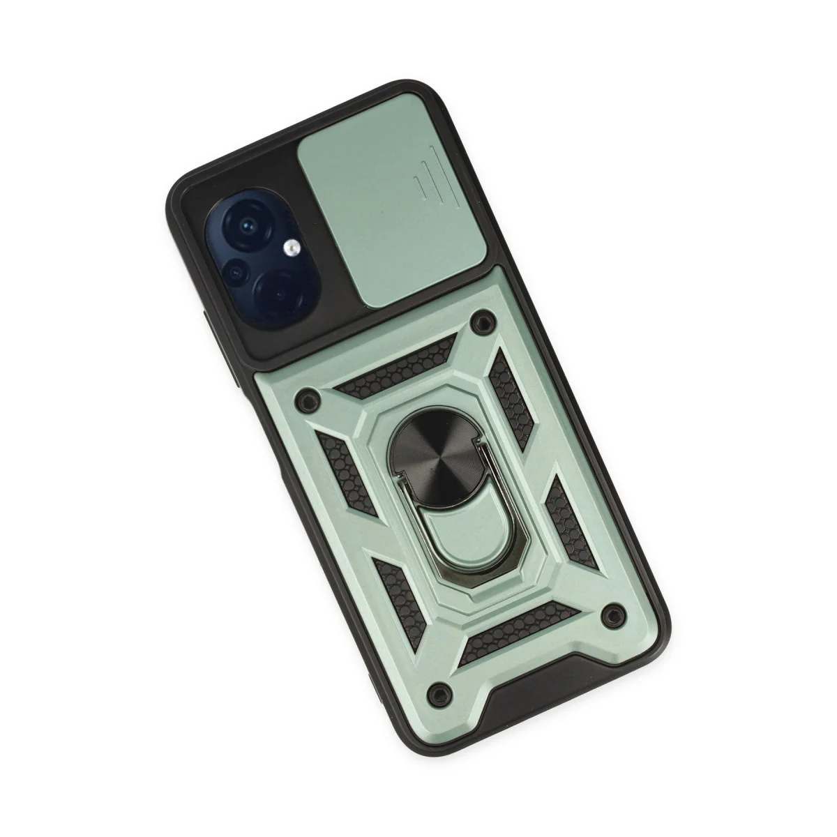 M5 Silikon Kılıf - Lens Korumalı Standlı Yeşil Kılıf