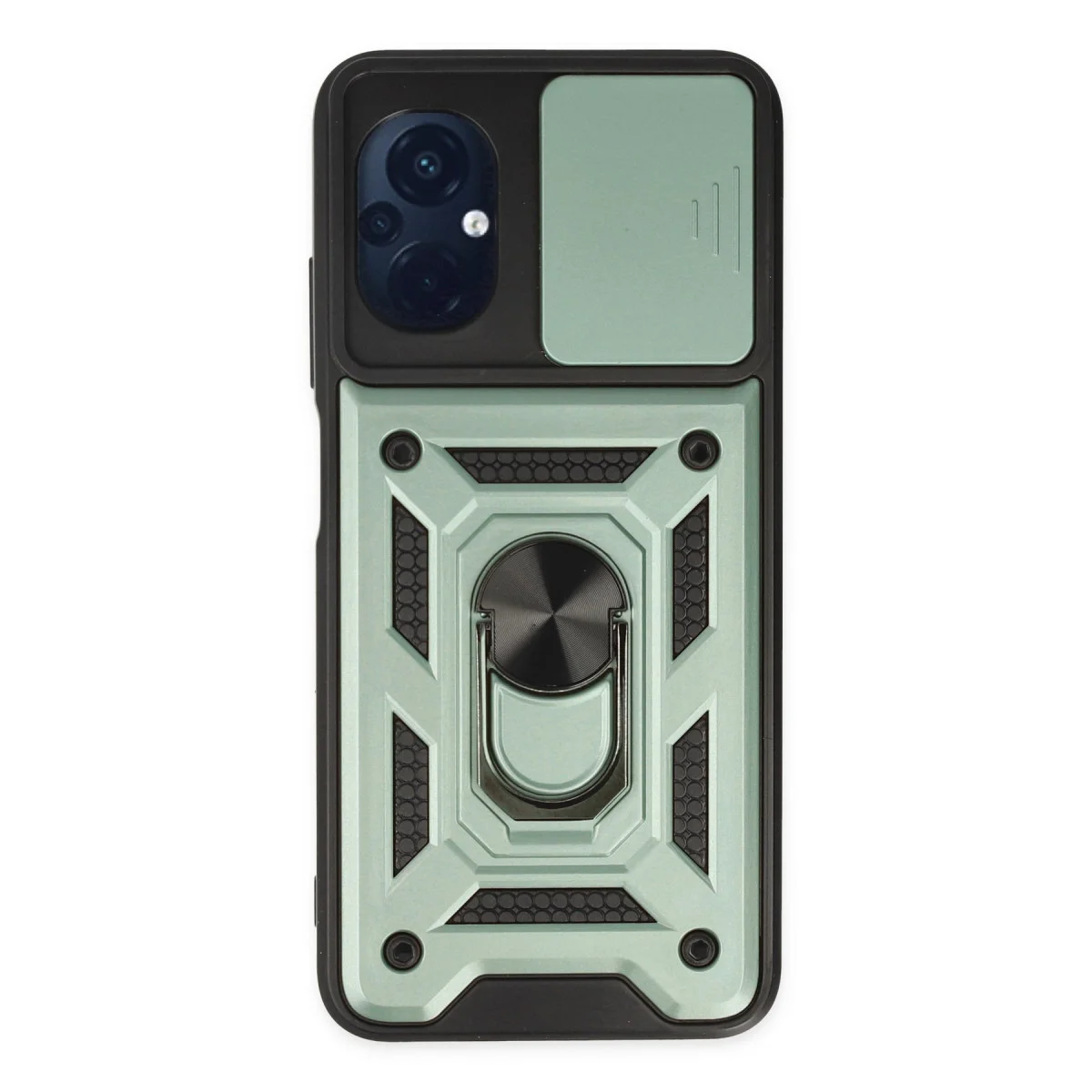 M5 Silikon Kılıf - Lens Korumalı Standlı Yeşil Kılıf