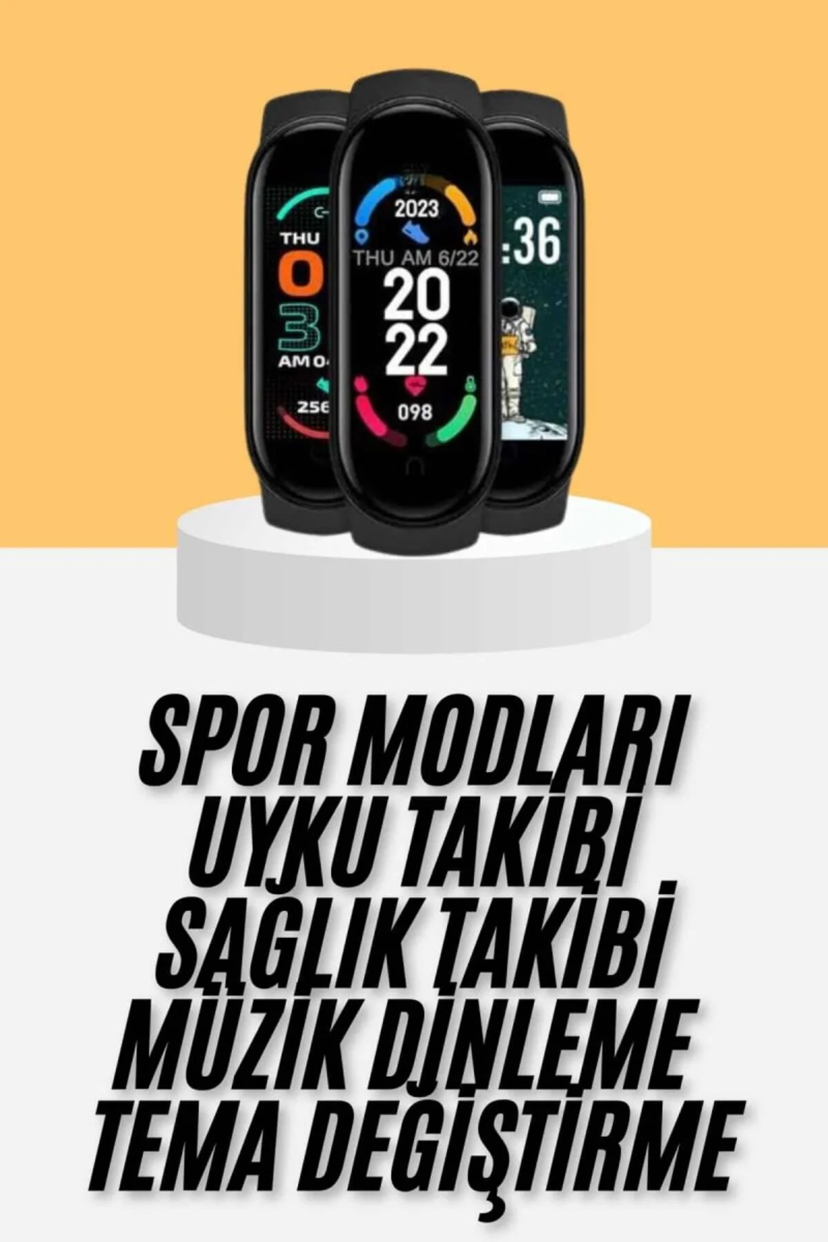M6 Akıllı Bileklik Siyah Adımsayar Spor Takibi Android Ve İos Uyumlu