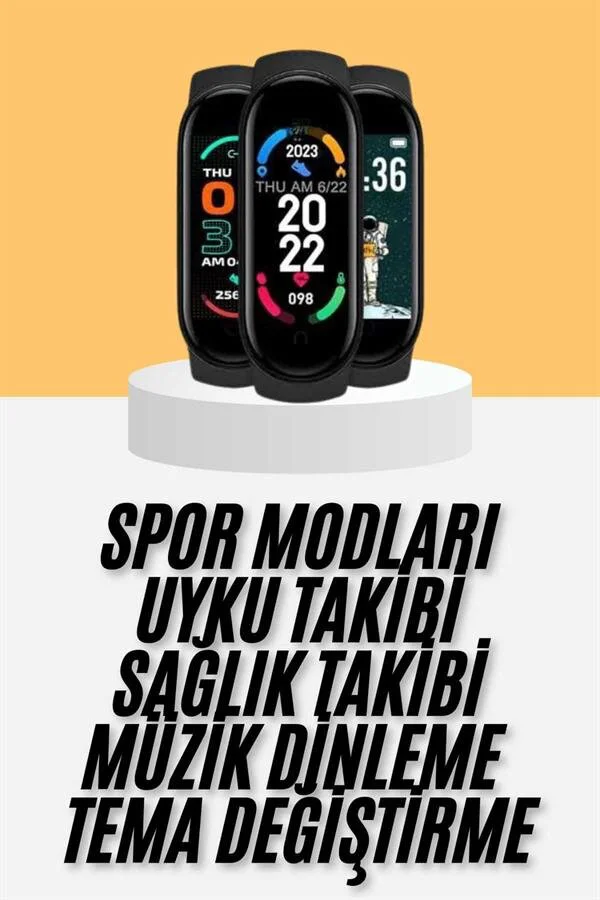 M6 Akıllı Bileklik Siyah - Android ve İOS Uyumlu Adımsayar ve Spor Takibi
