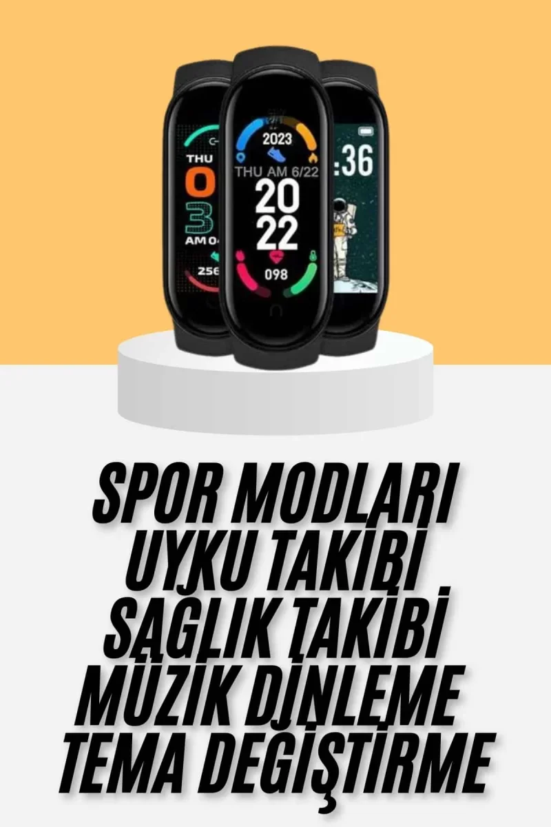 M6 Akıllı Bileklik Siyah Adımsayar Spor Takibi Android ve İOS Uyumlu - Lisinya