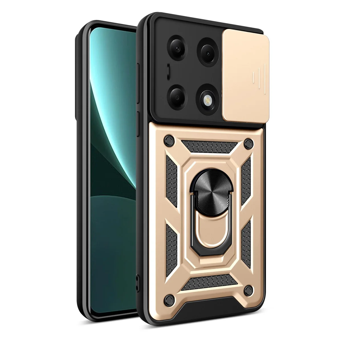 M6 Pro 4G Kılıf, Pars Lens Yüzüklü Silikon - Gold