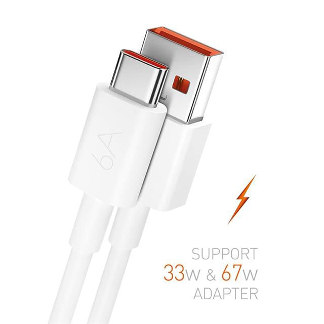M6 Type-C To USB-A PD 67 Watt 6 Amper 1 Metre Şarj Data Kablosu (