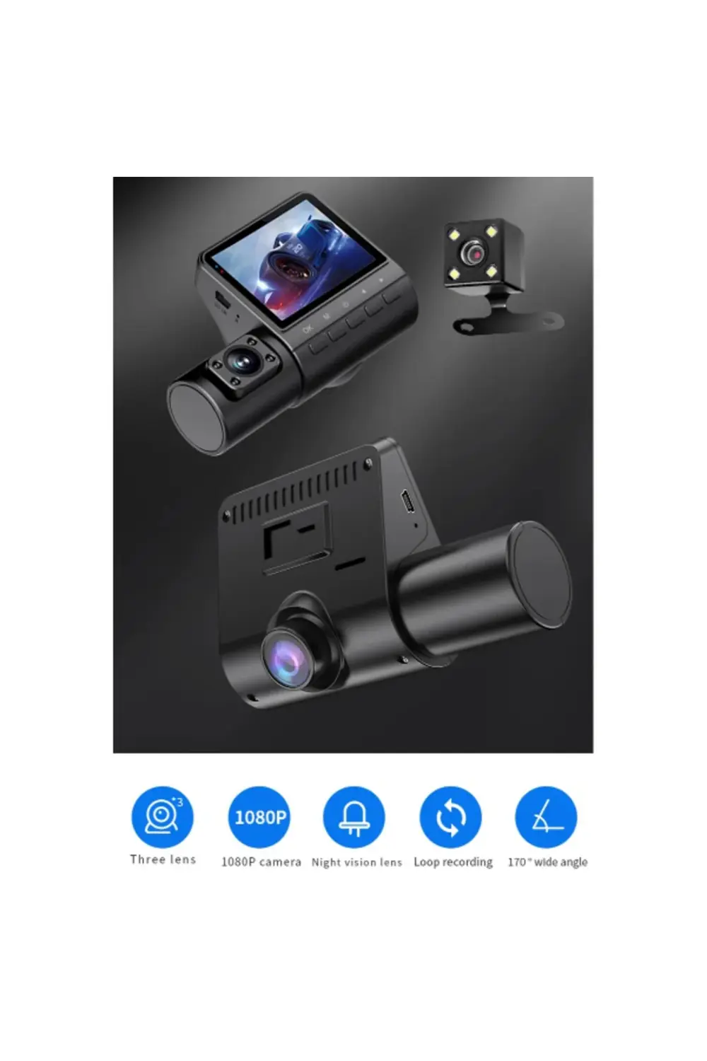 M80 3 Lens Araç Kamerası