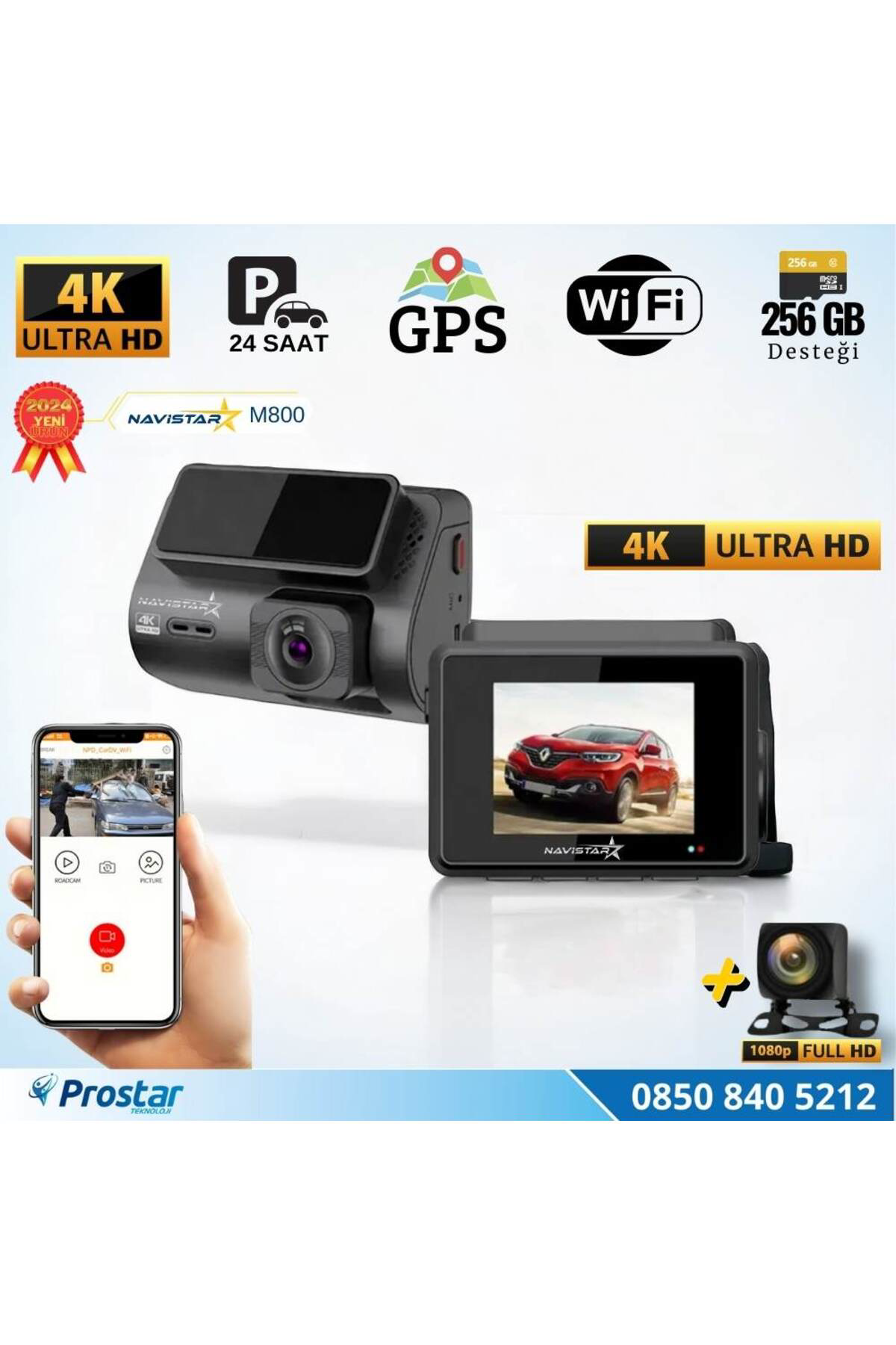 Navistar M800 Wifi + Gps 4K Çift Kameralı 170° Geniş Açı Lens Gece Görüşlü