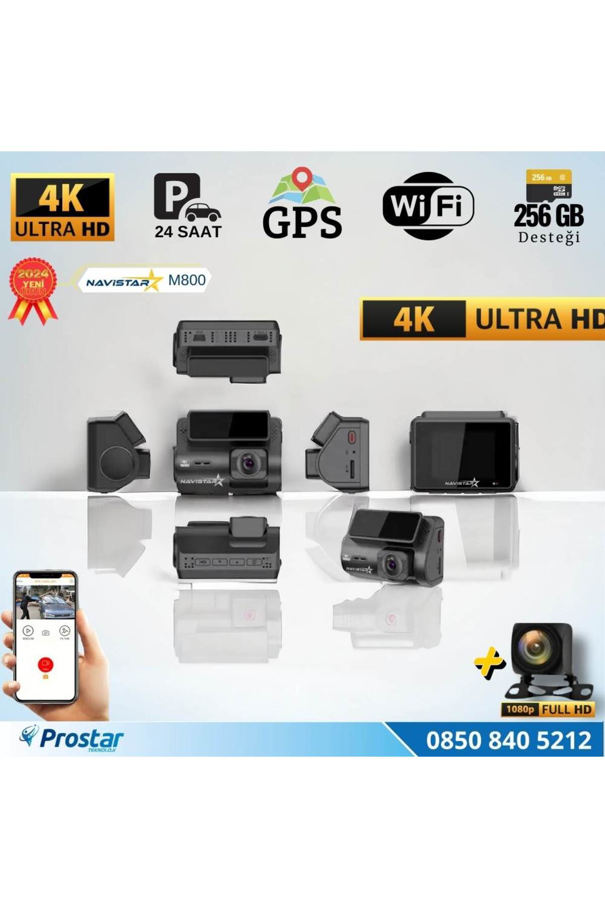 Navistar M800 Wifi + Gps 4K Çift Kameralı 170° Geniş Açı Lens Gece Görüşlü