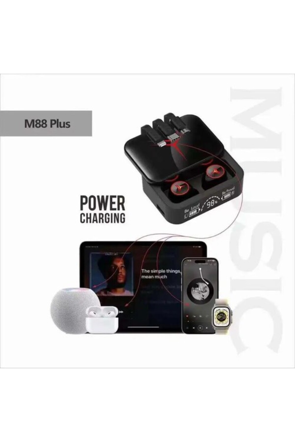 Torima M88 Plus Şarj Göstergeli Powerbank Özellikli Dahili Kablolu Bueto