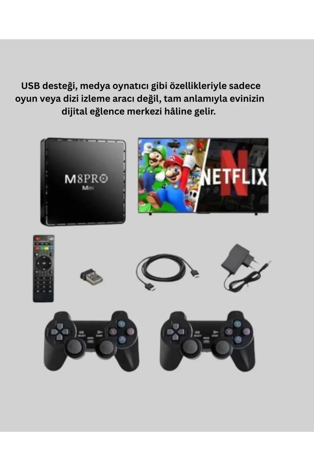 M8Pro Android TV Box ve Retro Oyun Konsolu 64GB