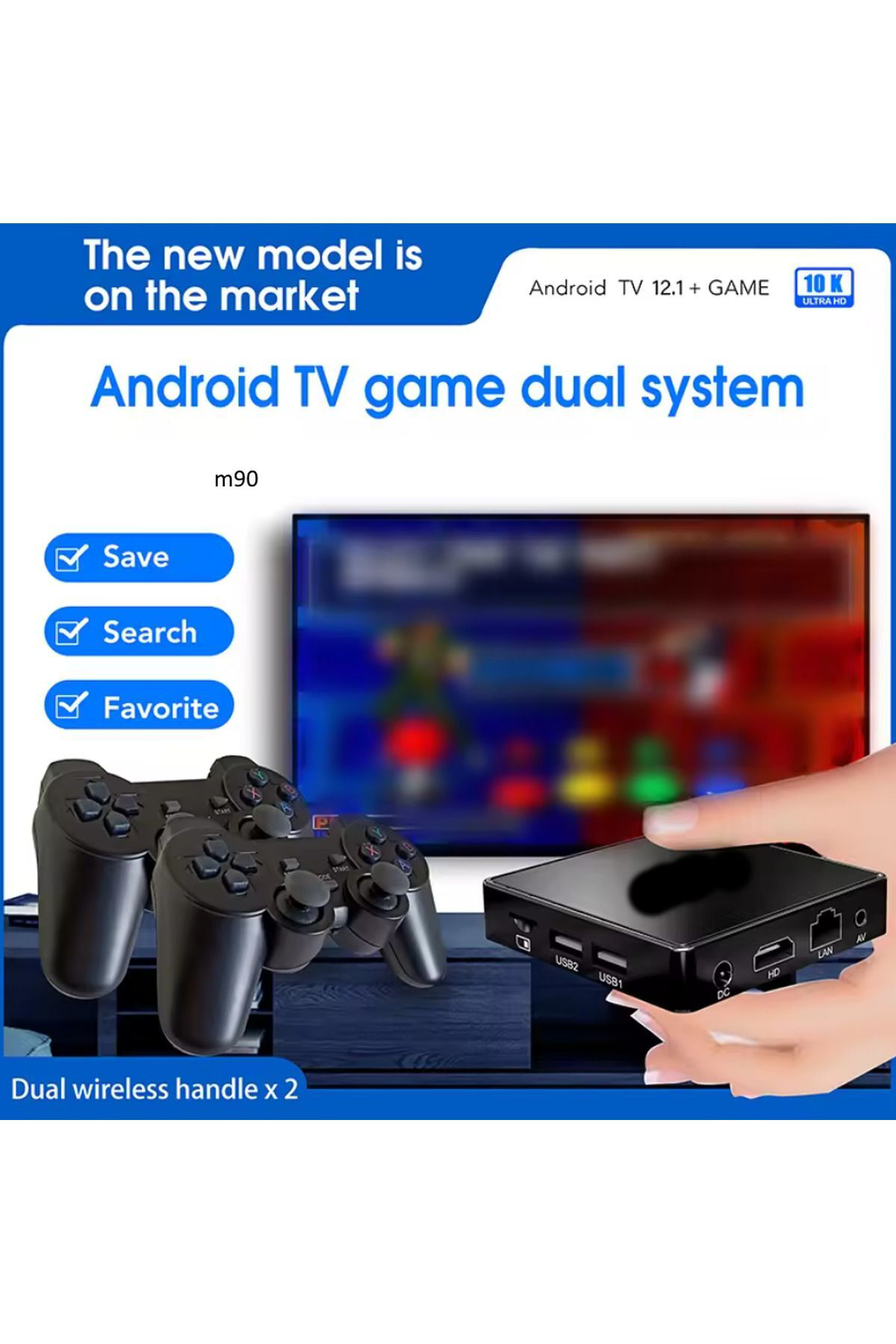 Senalstore M90 Mini Kablosuz 10000+ Oyun Tv/Android Tv Uyumlu 2.4G Atari Oyu