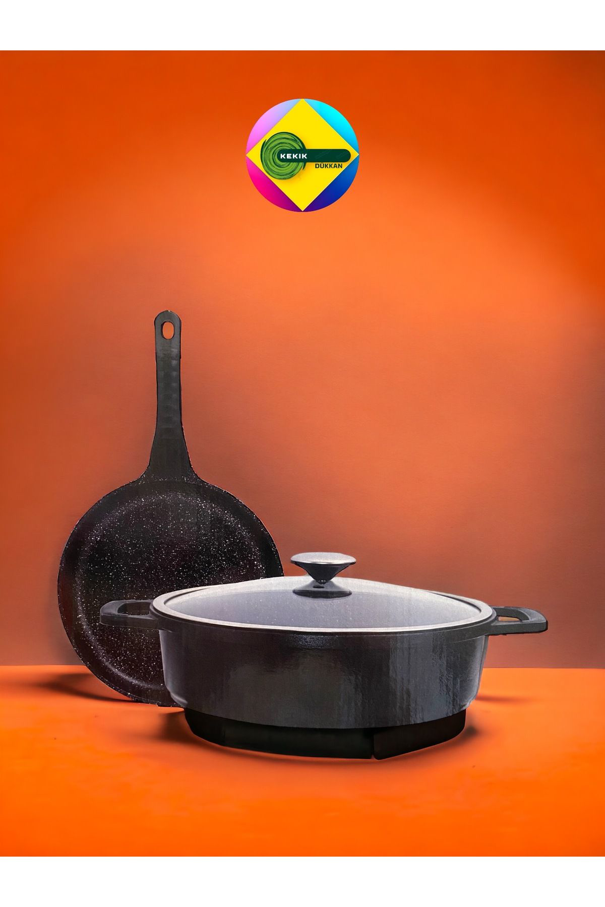 Maas Döküm Granit 3 Parça Tencere Set {26cm Basık&26cm Tava}