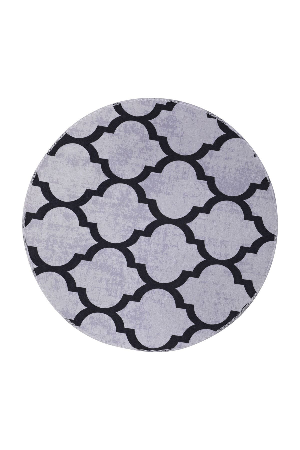 Dijidekor Maça Gri Saçaksız Dijital Yuvarlak Yıkanabilir Kampanyalı Halı