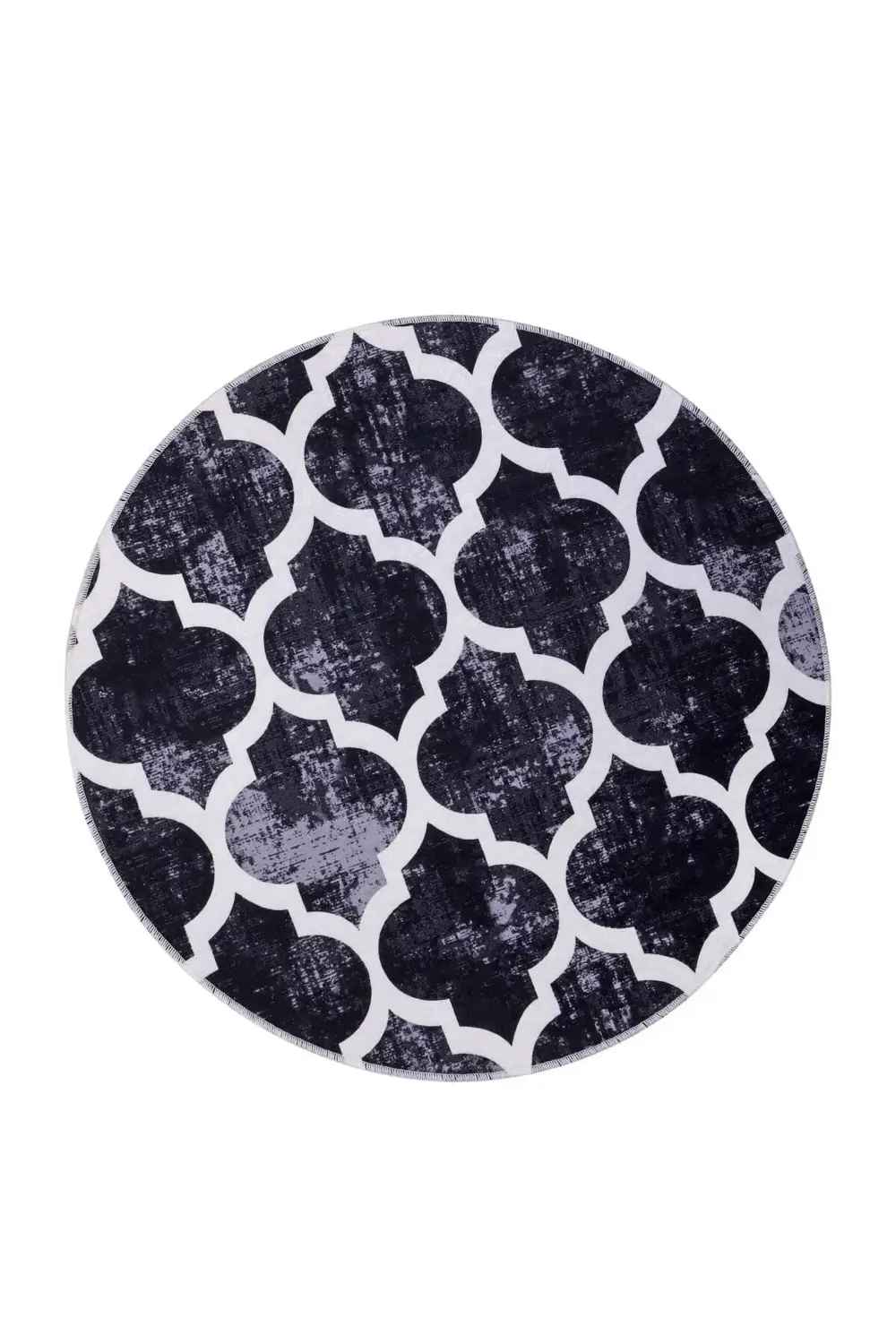 Maça Siyah Saçaksız Dijital Baskılı Yuvarlak Yıkanabilir Halı 160
