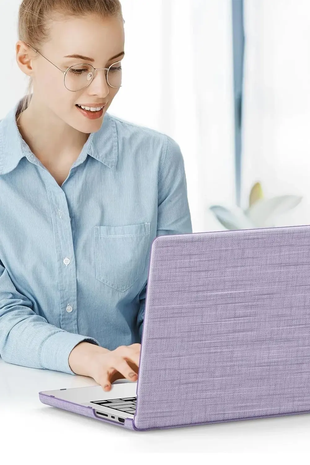 Macbook Air 15 2023 Macbook Kumaş Kapak - Mor